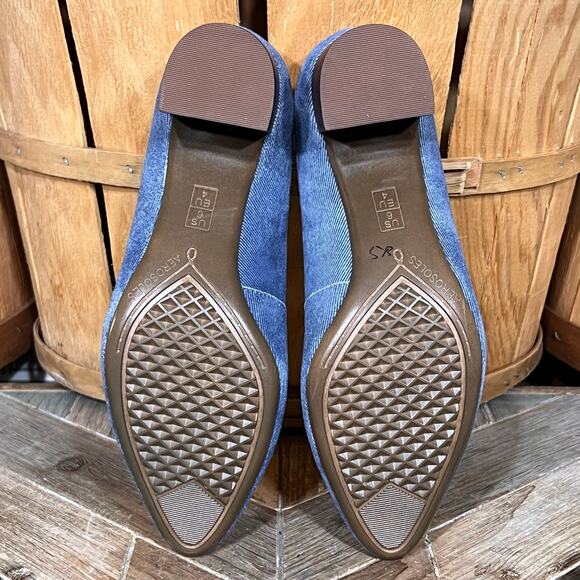 Aerosoles Silver Star Blue Suede Stacked Block Heel Slip-On Pumps Heels Womens 6 - Picture 10 of 11